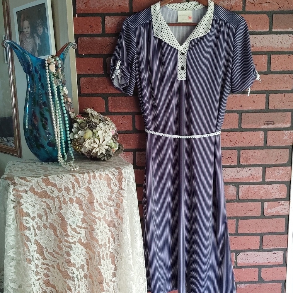 Vintage ILGWU Polka Dot & Stripes Dress